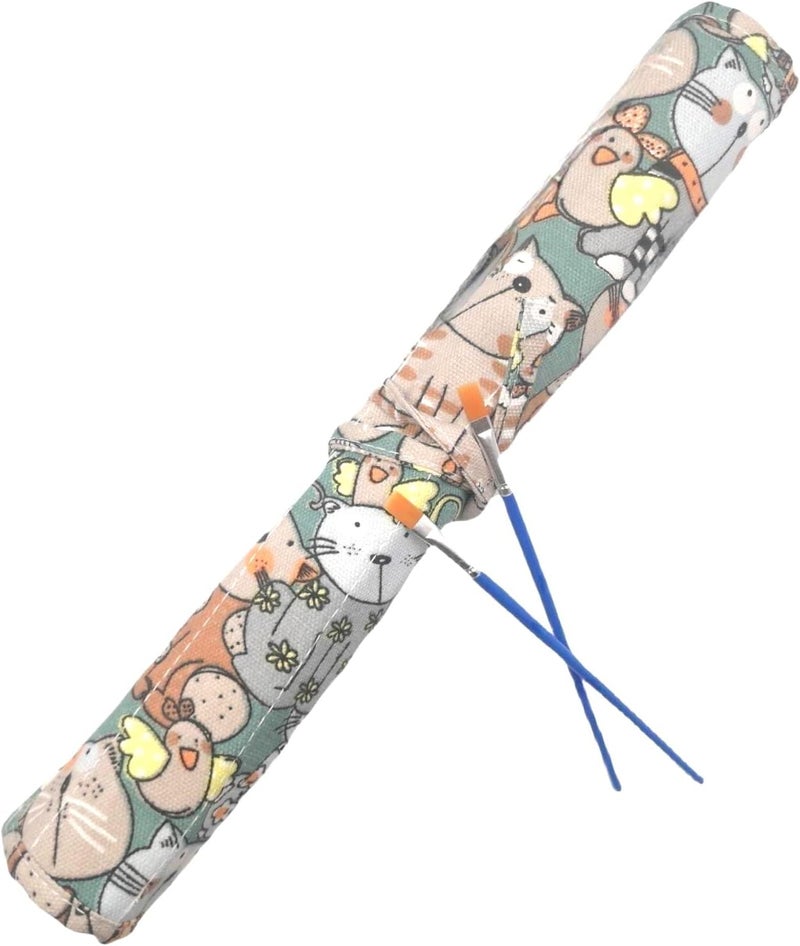 Funny live Paint Brush Holder Art Supplies, Artist Paint Brush & Storage Organizer Roll-Up Case Bag, Protect Acrylic Oil Watercolor Paintbrushes (Kitten 22 Slot Pockets) - Image 5